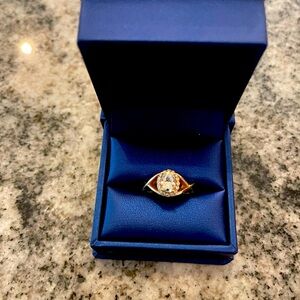 Rose gold oval, Certified Forever One moissanite ring